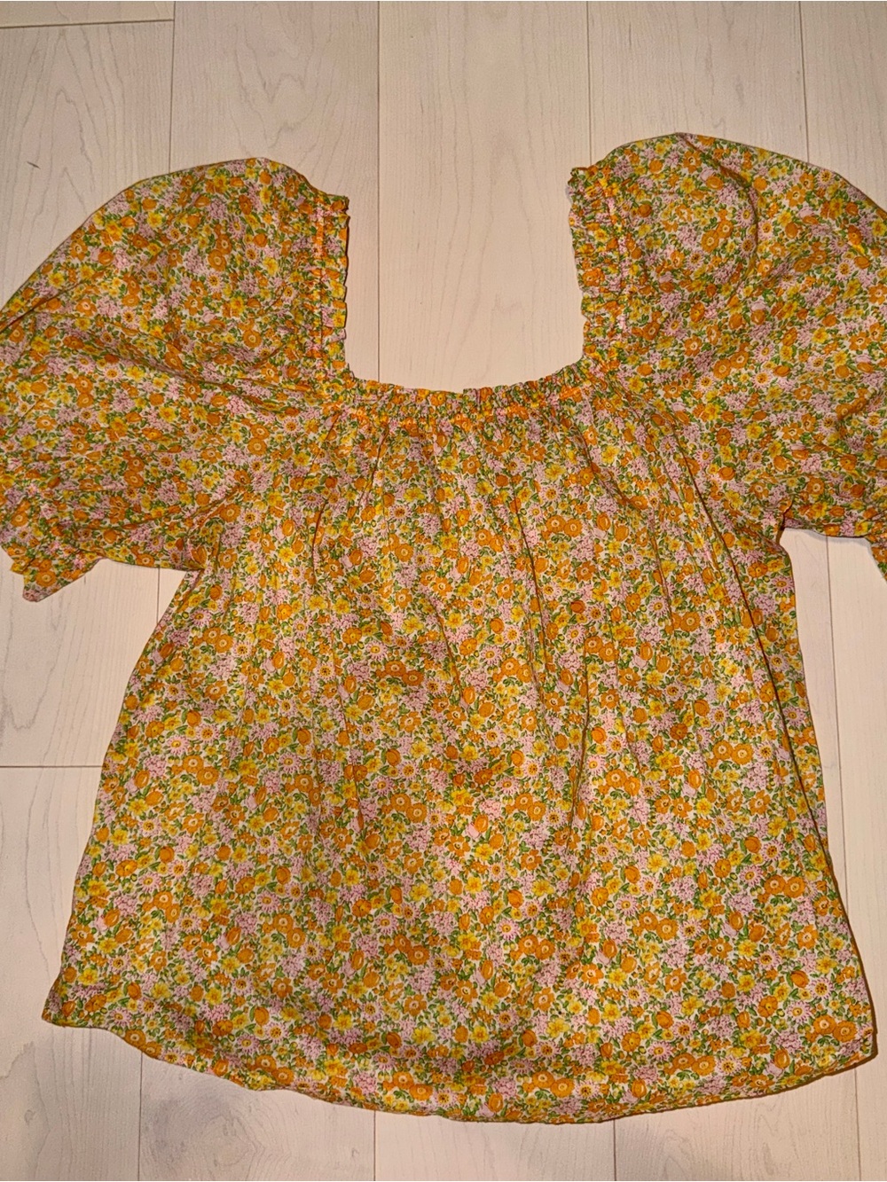 & other stories Women's Yellow Floral Puff Sleeve Top